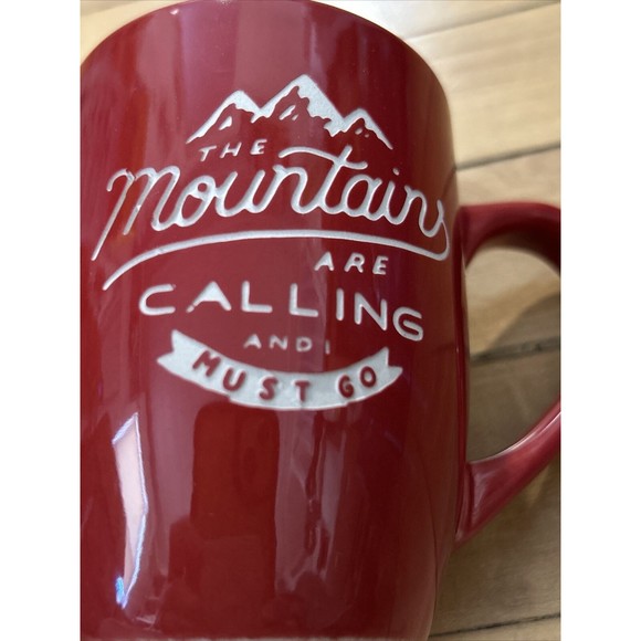 Royal Norfolk Dark Red Coffee Cup Mug The Mountains are Calling And I Must Go - Picture 7 of 7